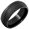 Black Ceramic Baseball Ring with Stone Finish