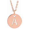 14k Rose Gold Cut-out Initial A Disc Necklace