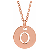 14k Rose Gold Cut-out Initial O Disc Necklace