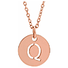 14k Rose Gold Cut-out Initial Q Disc Necklace