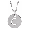 14k White Gold Cut-out Initial C Disc Necklace