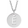 14k White Gold Cut-out Initial E Disc Necklace