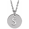 14k White Gold Cut-out Initial S Disc Necklace