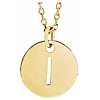 14k Yellow Gold Cut-out Initial I Disc Necklace