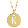 14k Yellow Gold Cut-out Initial K Disc Necklace