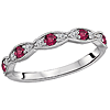 14k White Gold Ruby and Diamond Ring With Scalloped Design