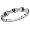 14k White Gold Sapphire and Diamond Ring With Scalloped Design