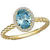 14k Yellow Gold 1.75 ct Oval Blue Topaz and Diamond Halo Ring