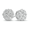 14kt White Gold 1 ct tw Diamond Flower Cluster Stud Earrings