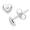 Sterling Silver Little Diva Kid's Heart Earrings with Blue Topaz