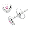 Little Diva Kid's Heart Earrings with Pink Tourmaline