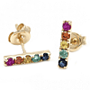 14k Yellow Gold Rainbow Sapphire Bar Earrings