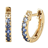 14k Yellow Gold .33 ct tw Blue and White Sapphire Hoop Earrings