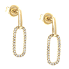 14k Yellow Gold Paper Clip .15 ct tw Pave Diamond Dangle Earrings 