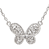 14k White Gold Butterfly Pave Diamond Necklace