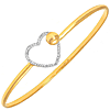 Gold-plated Sterling Silver Heart Micro Pave Diamond Bangle Bracelet