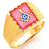 Yellow Gold Masonic Ring with Sawtooth Edges