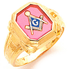 Yellow Gold Masonic Ring with Octagonal Stone