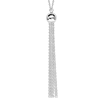 14kt White Gold 5.5mm Bead and Tassel 18in Necklace