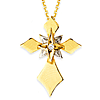 14k Two-tone Gold .01 ct Diamond Passion Cross Necklace 18in