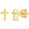 14k Yellow Gold Three Dimensional Cross Earrings