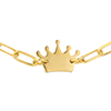 14k Yellow Gold Kid's Paper Clip Link Bracelet with Crown