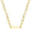 14k Yellow Gold Paper Clip Chain Link Bar Necklace