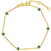 14k Yellow Gold Turquoise Enamel Star Bracelet