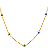 14k Yellow Gold Teal Enamel Mini Stars Necklace