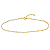 14k Yellow Gold White Enamel Bead Piatto Link Anklet