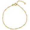 14k Yellow Gold White Enamel Bead Piatto Link Bracelet