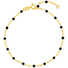 14k Yellow Gold Black Enamel Bead Piatto Link Bracelet