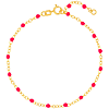 14k Yellow Gold Pink Enamel Bead Piatto Link Bracelet