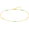 14k Yellow Gold Light Turqoise Enamel Alternating Bar Station Anklet