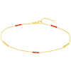 14k Yellow Gold Neon Pink Enamel Alternating Bar Station Anklet