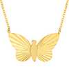 14k Yellow Gold Fluted Butterfly Necklace