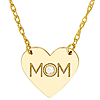 14k Yellow Gold Mini .01 ct Diamond Heart MOM Necklace