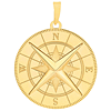 14k Yellow Gold Raised Nautical Compass Pendant 1in