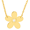 14k Yellow Gold Mini .01 ct Diamond Flower Necklace