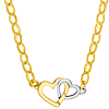 14k Two-tone Gold Push Lock Heart Necklace