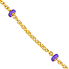 14k Yellow Gold Lilac Enamel Bead Saturn Chain Necklace