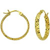 10kt Yellow Gold 1 1/8in Diamond-cut In and Out Hoop Earrings 3mm