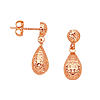 14kt Rose Gold 3/4in Textured Dangle Teardrop Earrings