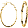 10kt Yellow Gold 1 2/3in Diamond-cut In and Out Oval Hoop Earrings 3mm