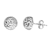 14kt White Gold Half Textured Ball Stud Earrings