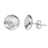 14k White Gold 3/8in Flat Round Stud Earrings with Bark Texture