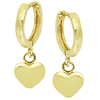 14k Yellow Gold Small Hoop Earrings with Hearts