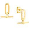 14k Yellow Gold Paper Clip and Bar Earrings