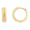 14k Yellow Gold 1/2 Chevron Twisted Huggie Hoop Earrings