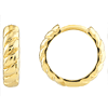 14k Yellow Gold Ribbed Huggie Hoop Earrings 1/2in